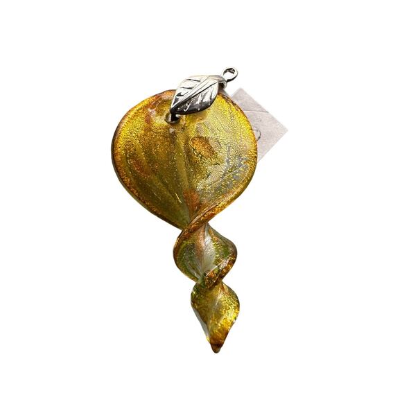 90s Yellow Glass Twisted Pendant - Picture 1 of 1